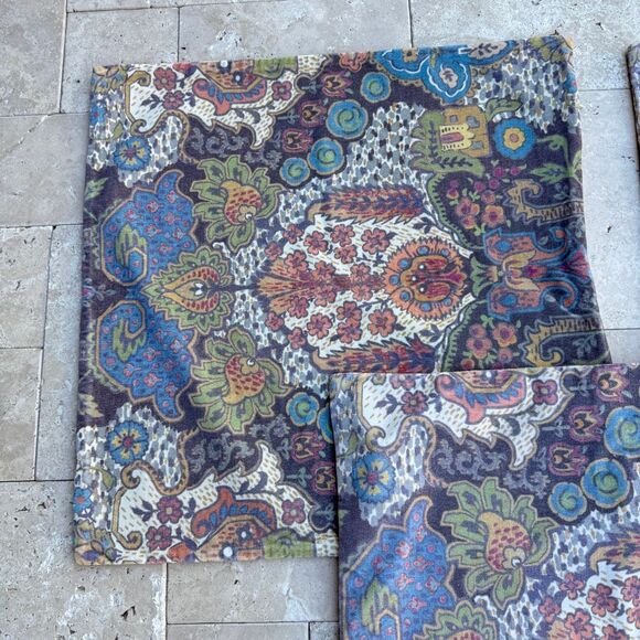 Lot of 3 Pottery Barn Pillow Covers Velvet Paisley Boho Large 24”x24” Multicolor - Picture 3 of 11